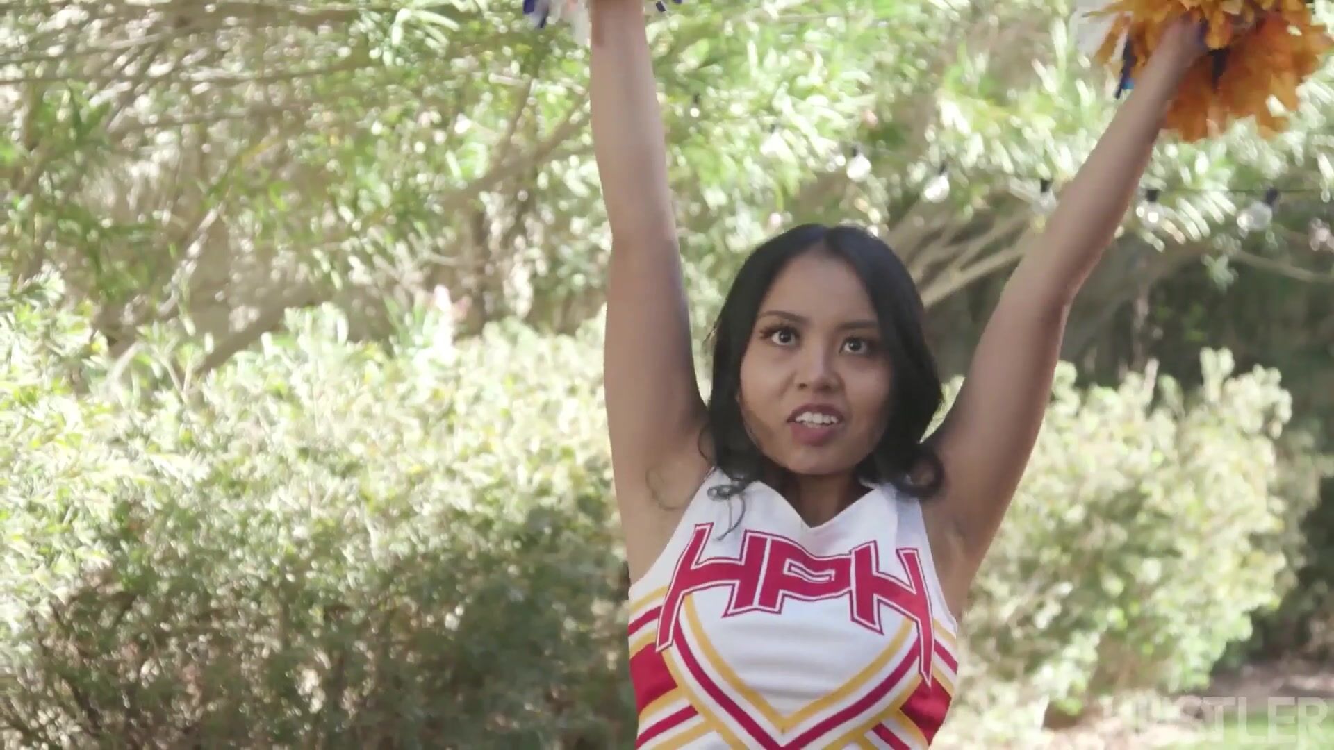 Luna Mills the jiggly Asian cheerleader