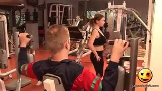 Olga Pavlenko Flashing Big Boobies At The Gym GIF #1